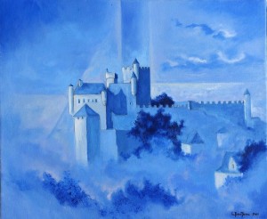 Le château dans le ciel - 46x38cm - HST